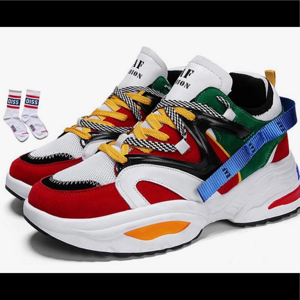 Primary Color Block Retro Style Tennis Shoes